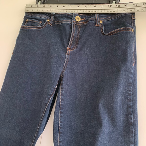 INC Women's Size 8 Dark Wash Mid Rise Regular Fit Crop Denim Skinny Jeans - Picture 6 of 16